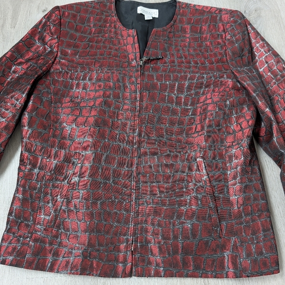 Vintage Conrad C Collection Made In Canada Red Crocodile Pattern Jacket Size 10 - Picture 4 of 9